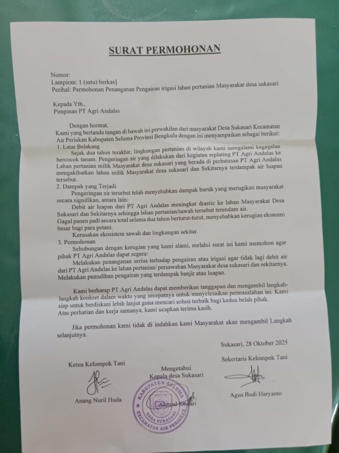 
					Seruan Keadilan Dari Sukasari : Petani Diambang Kehancuran Akibat Tata Kelola Air Replanting PT. Agri Andalas