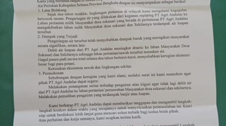 Seruan Keadilan Dari Sukasari : Petani Diambang Kehancuran Akibat Tata Kelola Air Replanting PT. Agri Andalas