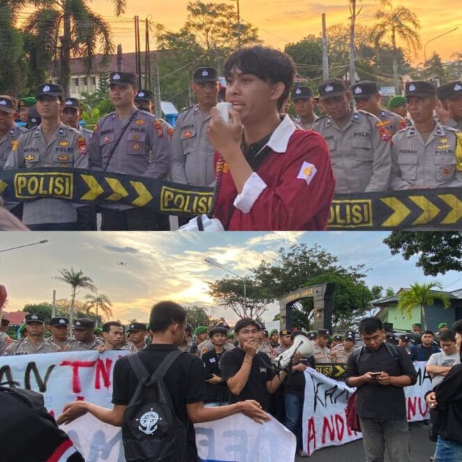 
Aksi Simbolik di Depan Korem 041/Gamas, Massa Tuntut Keadilan bagi Andrie Yunus dan Tolak Dwifungsi TNI